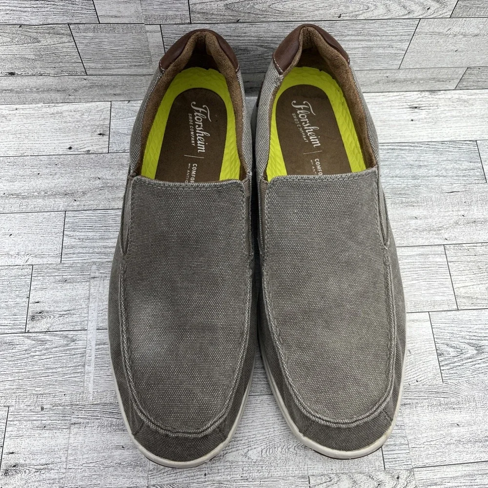 Florsheim Great Lakes Brown Canvas Moc‎ Toe Slip On Shoes Men Size 12M